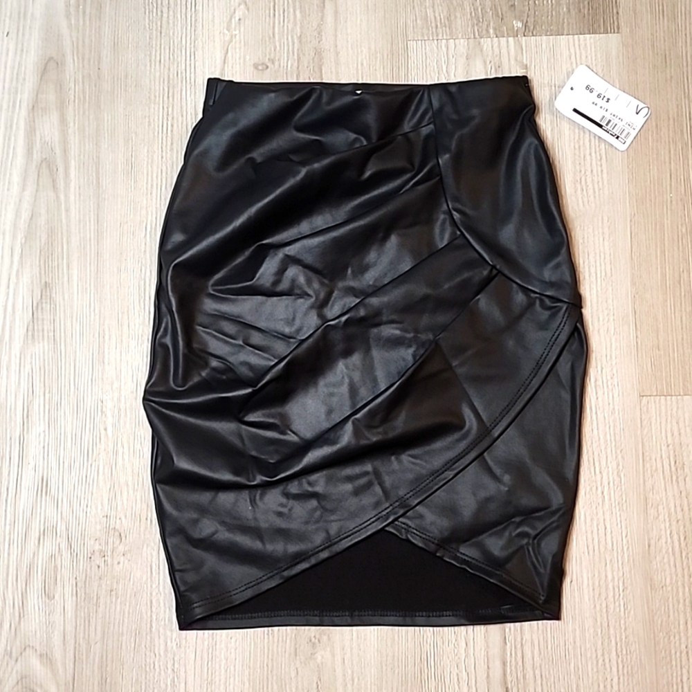 Brand new black faux leather skirt